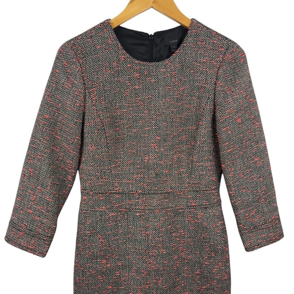 J. Crew Tweed Midi Dress in Gray with Pink Speckle - Picture 3 of 16